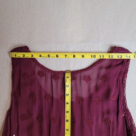 Sundance Midi Dress Womens 12P Red Crochet Embroidery Boho Dark Fairy Whimsigoth - Picture 7 of 12